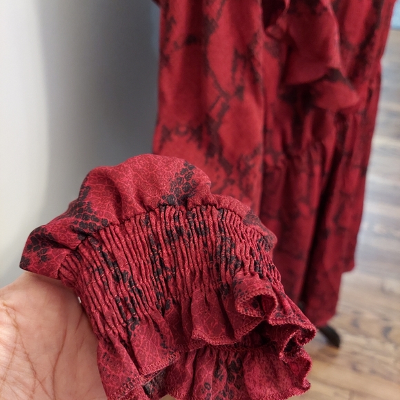 Banana Republic Lantern Sleeve Wine Snake Print Dress Size XXL - Picture 3 of 3